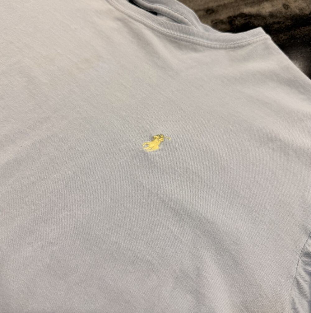 Polo Ralph Lauren Baby Blue T Shirt XXL Yellow Pony Cotton Crew Neck Tee